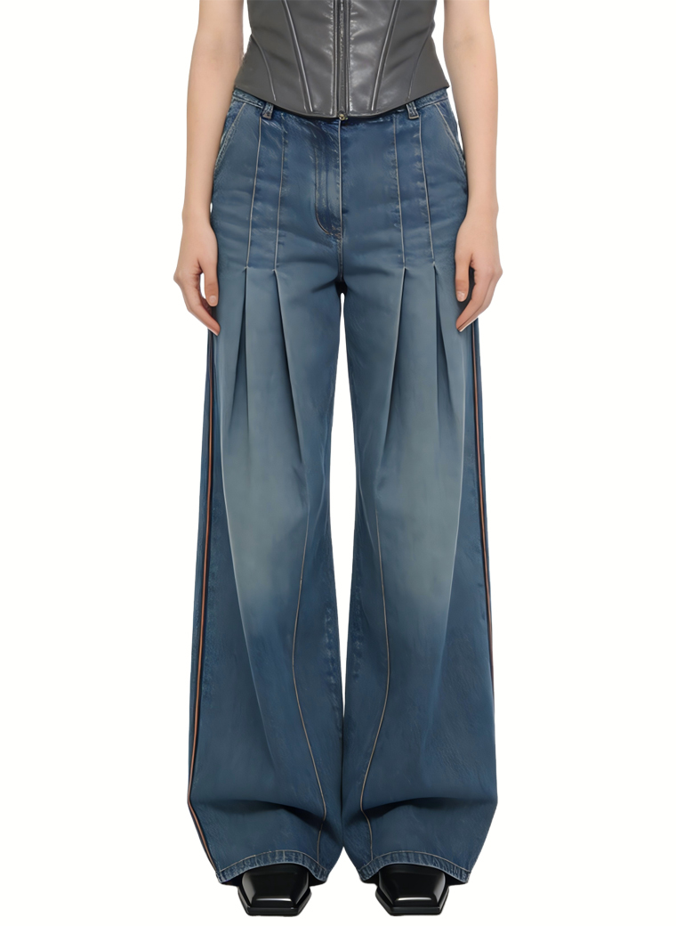 womens-pleated-fashionable-wide-leg-jeans