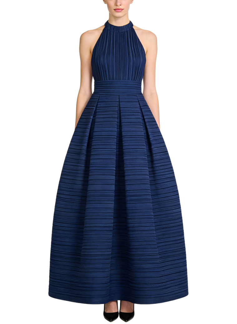 pleated-flared-long-elegant-banquet-dress