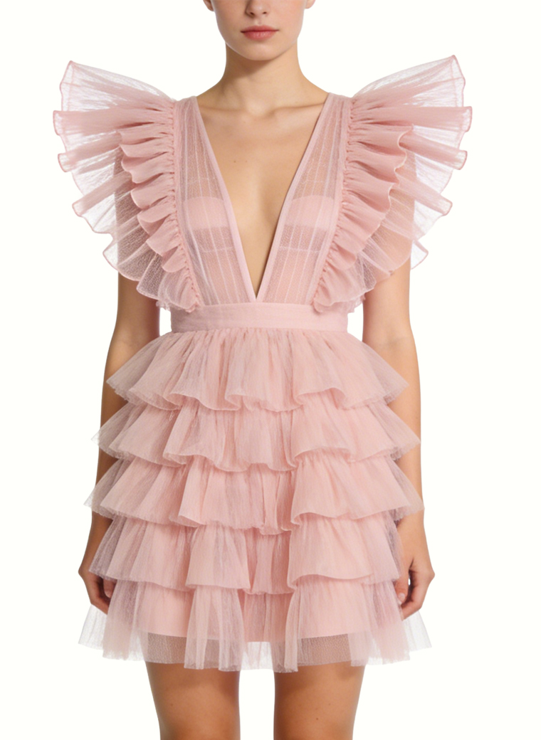gentle-and-ethereal-deep-v-neck-party-dress