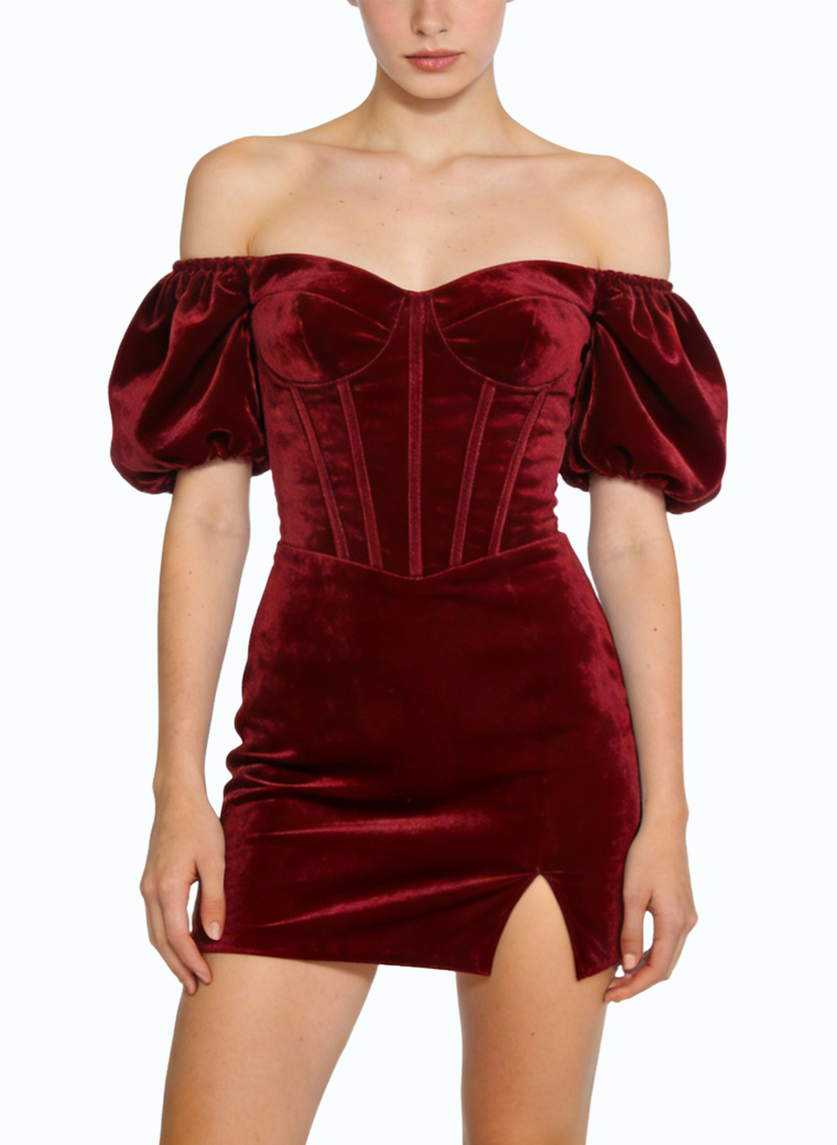 off-shoulder-puff-sleeve-retro-party-dress